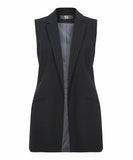 Black Formal Open Front Sleeveless Blazer