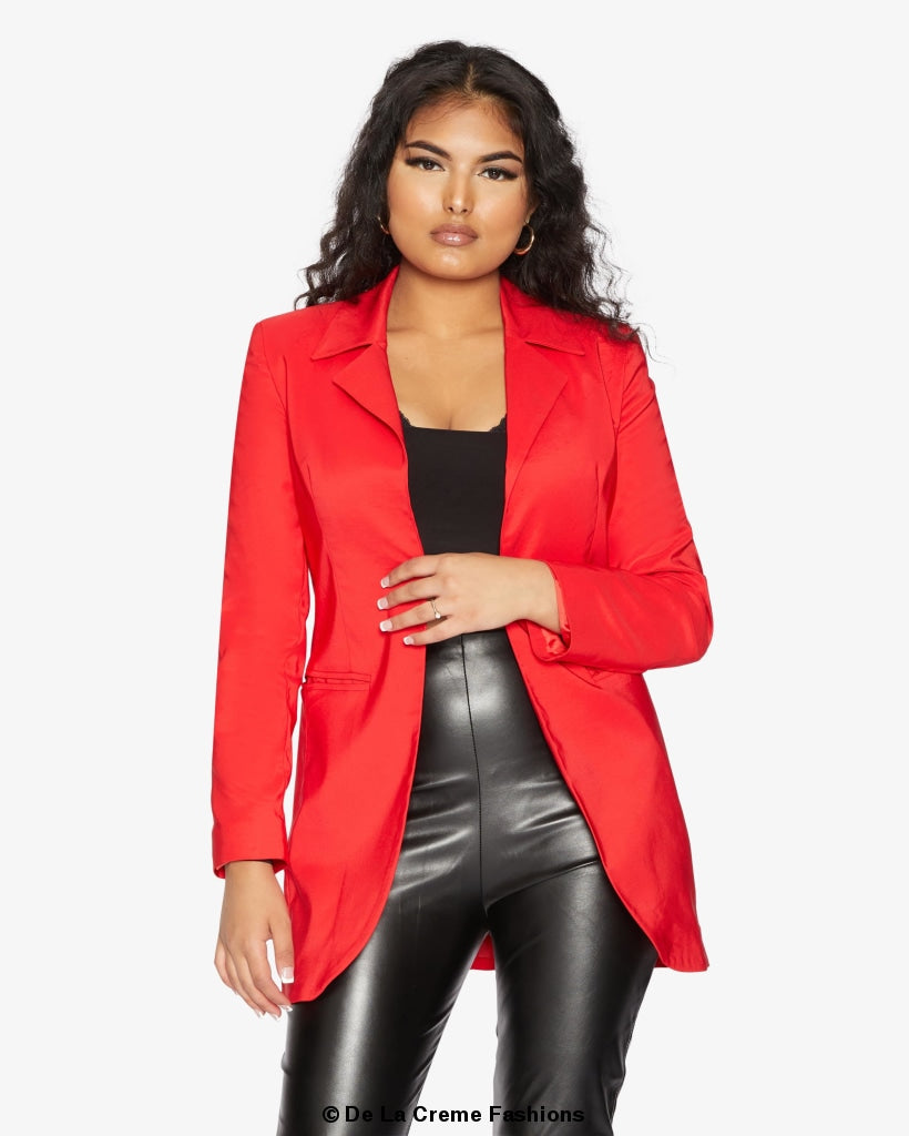 Curved Hem Longline Blazer