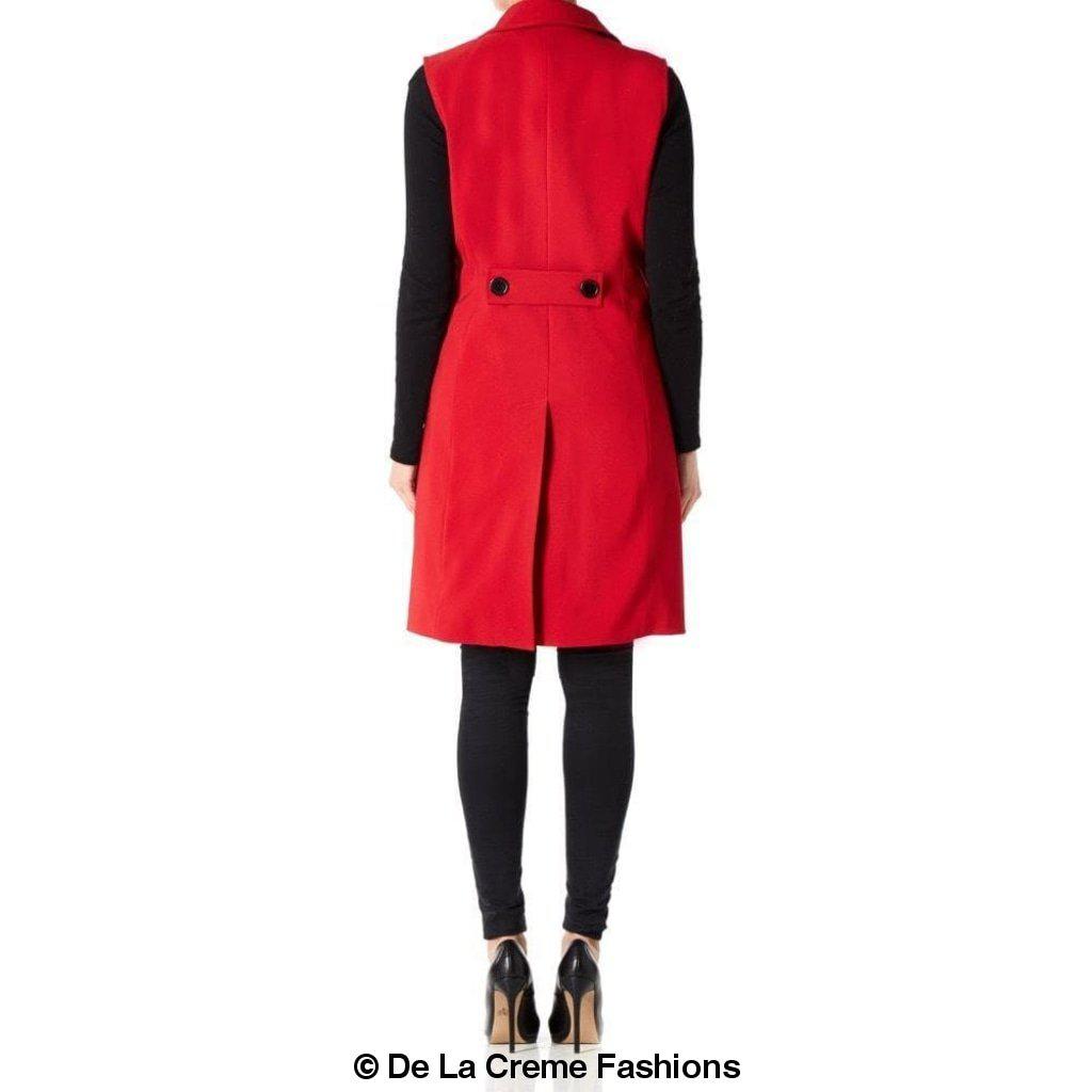 De La Creme - Womens Spring/Summer Sleeveless Hip Length Blazer Coat