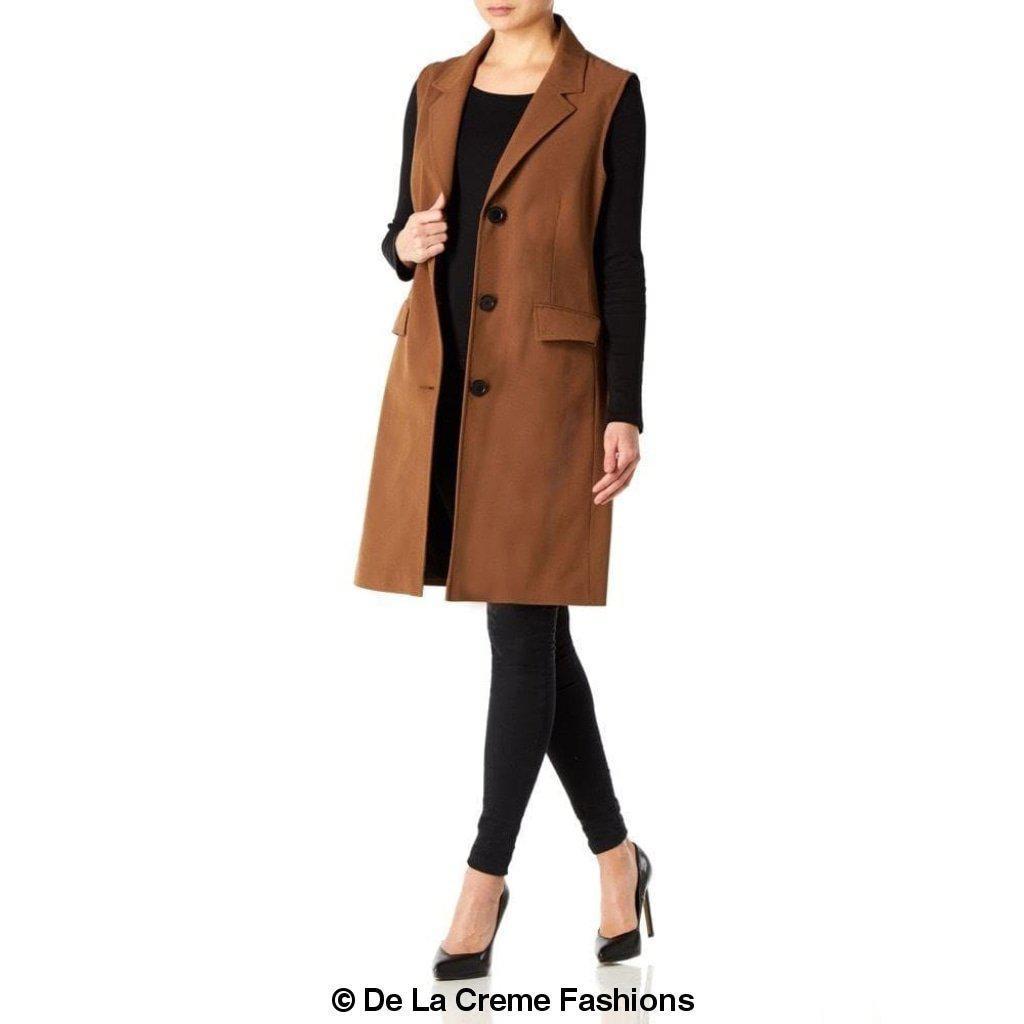 De La Creme - Womens Spring/Summer Sleeveless Hip Length Blazer Coat