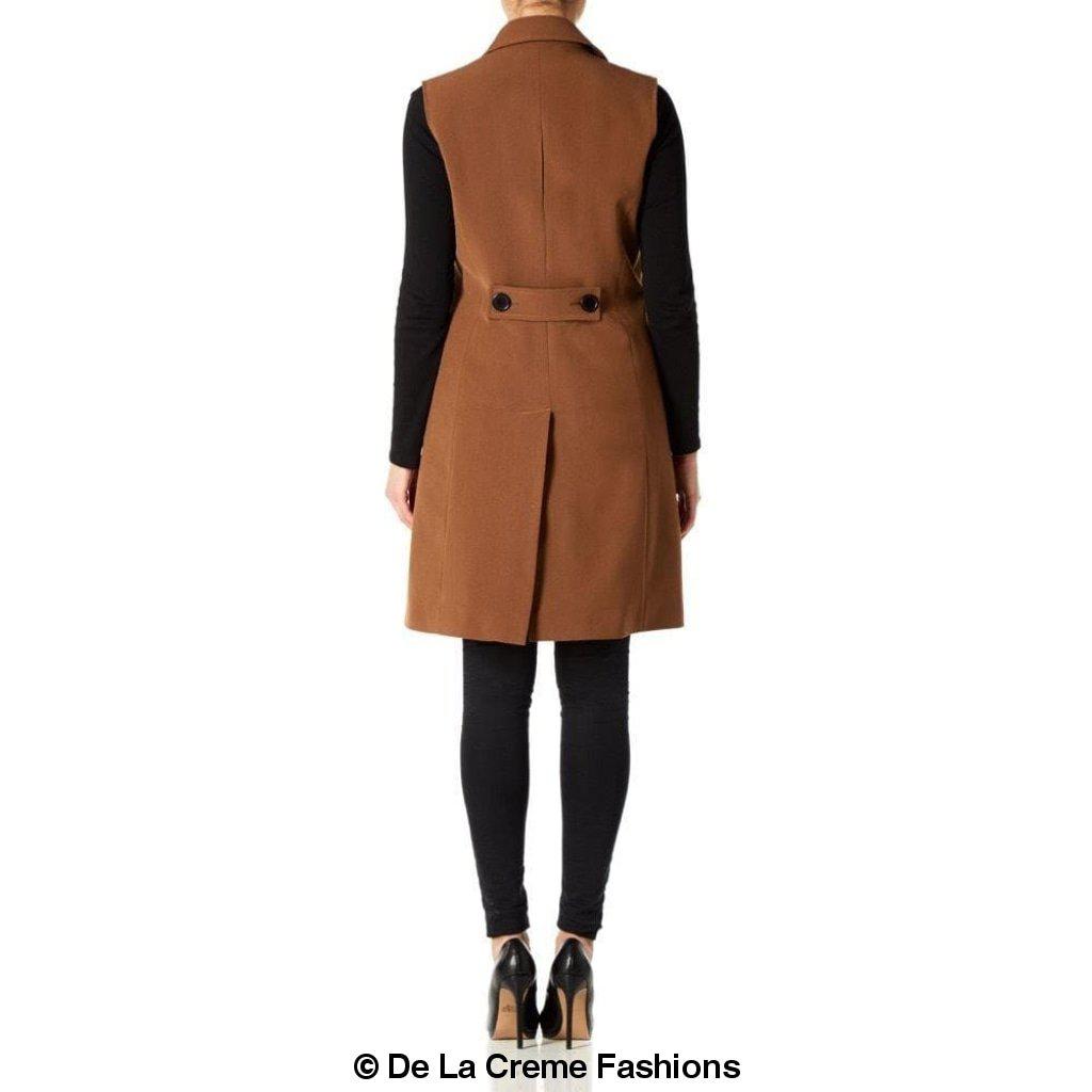 De La Creme - Womens Spring/Summer Sleeveless Hip Length Blazer Coat