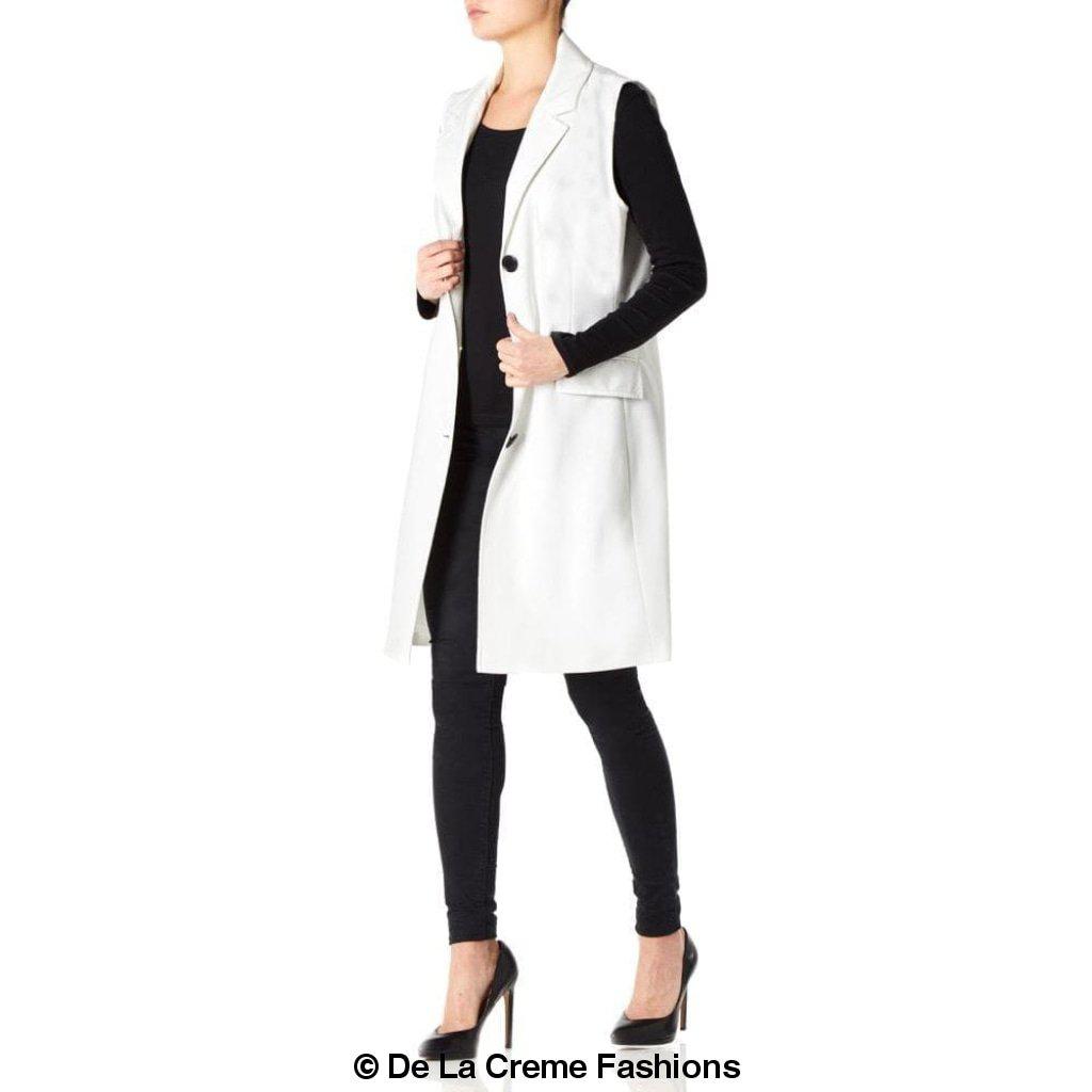 De La Creme - Womens Spring/Summer Sleeveless Hip Length Blazer Coat