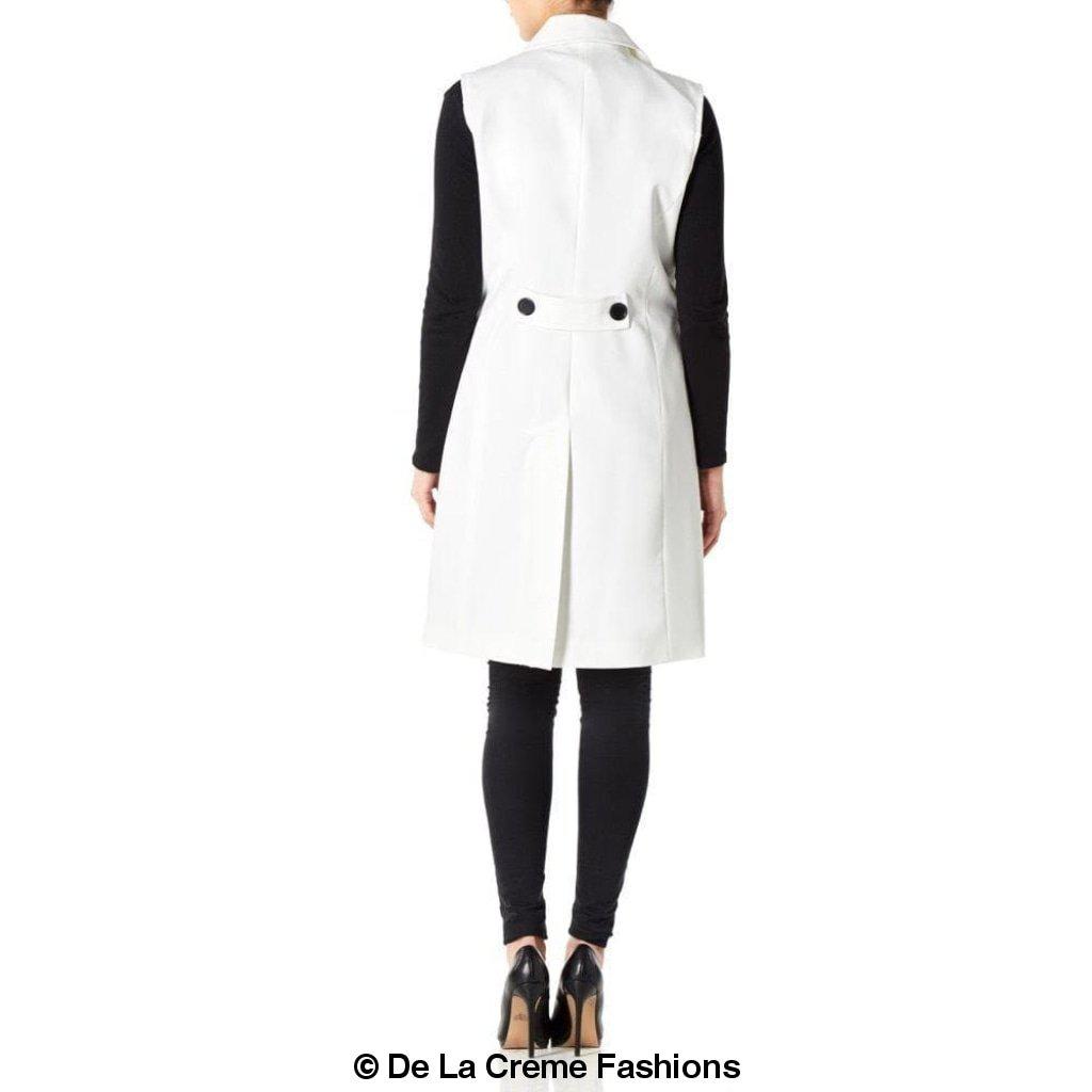 De La Creme - Womens Spring/Summer Sleeveless Hip Length Blazer Coat