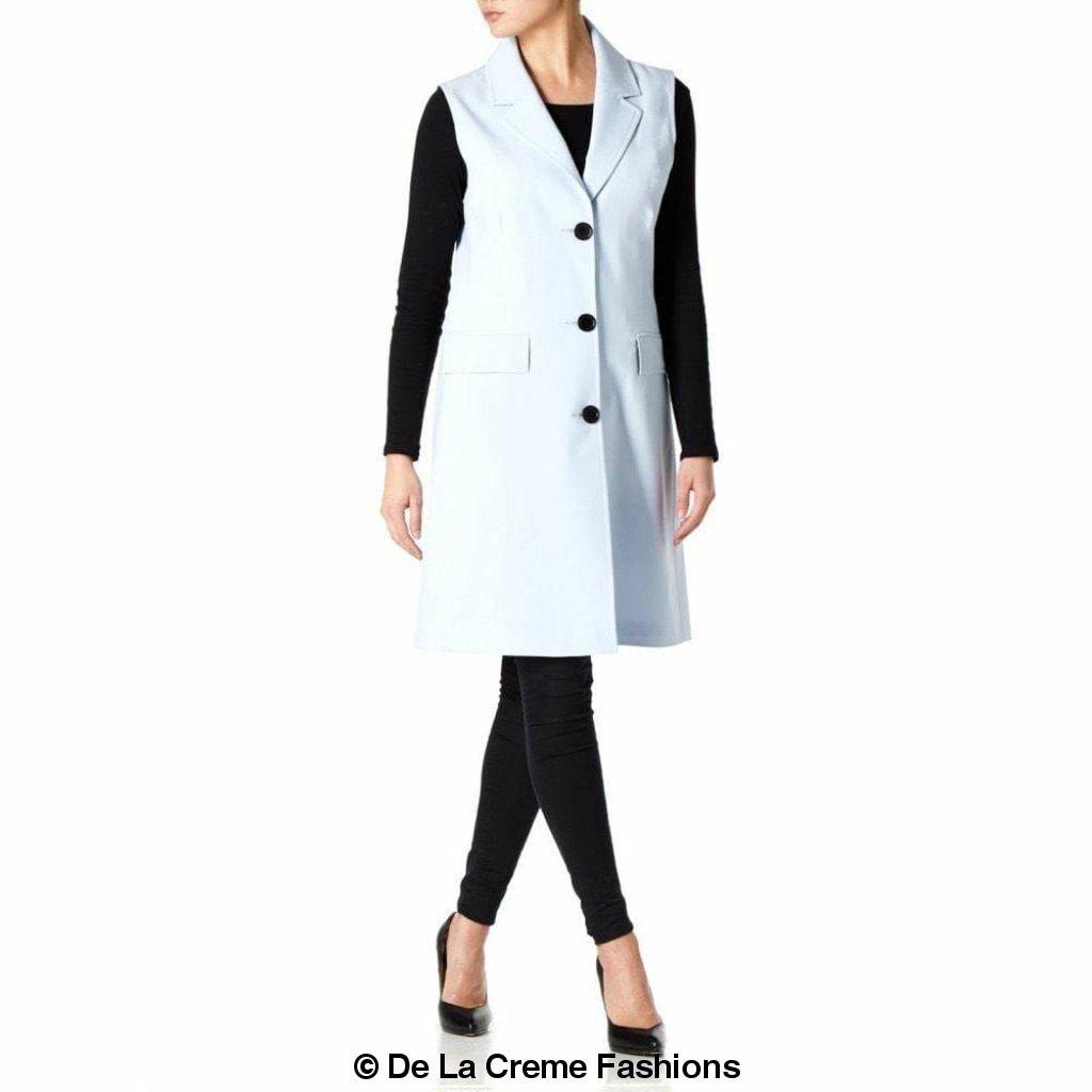De La Creme - Womens Spring/Summer Sleeveless Hip Length Blazer Coat