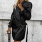 Black belt sexy blazer Women long sleeve pocket high waist