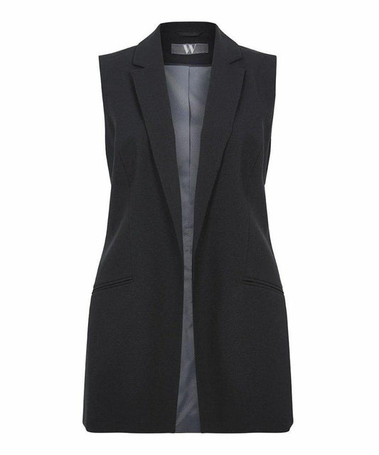 Black Formal Open Front Sleeveless Blazer